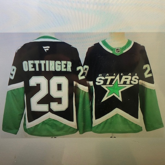 😙Jake Oettinger Stitched Black Jersey Green🥰
